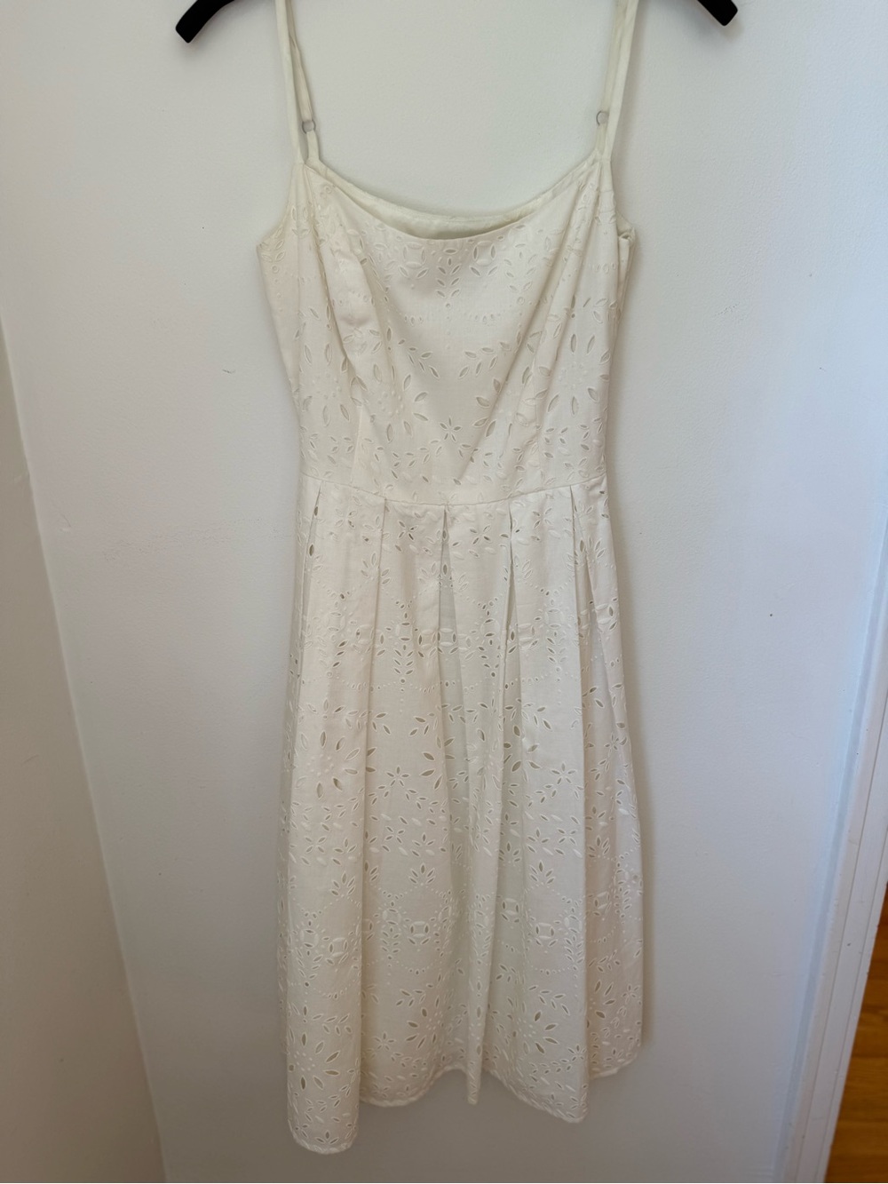 Allen B. by Allen Schwartz White Eyelet Midi Sundress Spaghetti Straps Size 4
